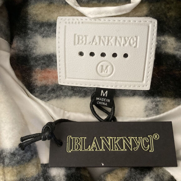 NEW BLANK NYC WOMEN BRAINSTORM MULTICOLOR PLAID FRINGE BUTTON JACKET SIZE MEDIUM - Picture 6 of 7